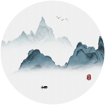 新中式抽象意境水墨山水画