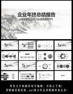 企业年终总结中国风ppt模板