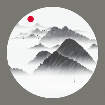 大堂清雅风景画山峰山水画