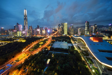 深圳福田城市风光夜景