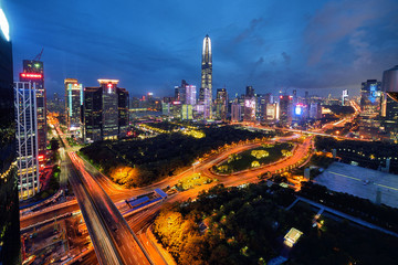 深圳福田城市风光夜景