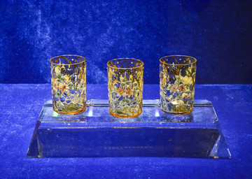 镀金玻璃画珐琅花卉纹水杯