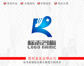 R字母K标志铜钱logo