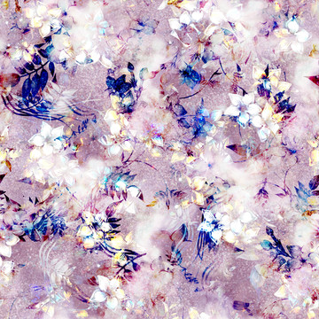 蓝色植物花卉图案