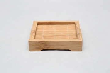木框竹底茶托盘