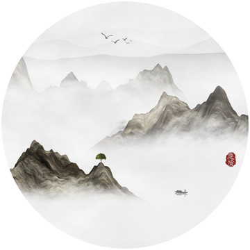 新中式抽象意境水墨画