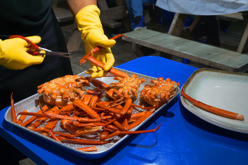 韩国束草红螃蟹餐厅海鲜制作
