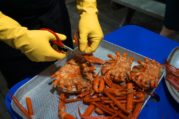 韩国束草红螃蟹餐厅海鲜制作