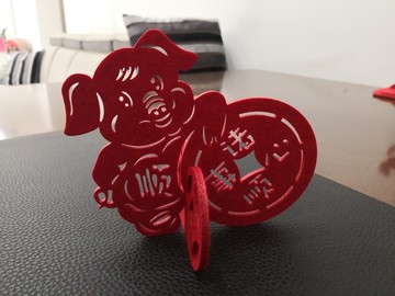 猪年毛毡立体摆件春节装饰品