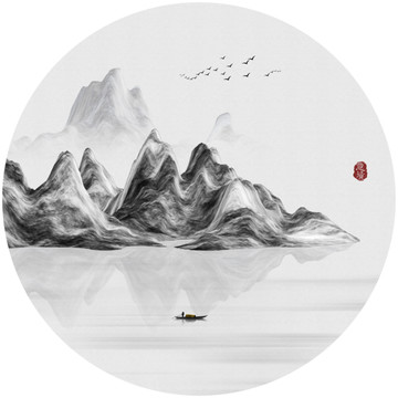 抽象意境水墨山水画