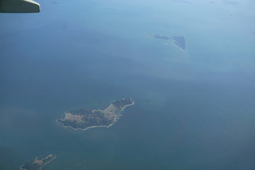 航拍渤海海峡长岛县地区
