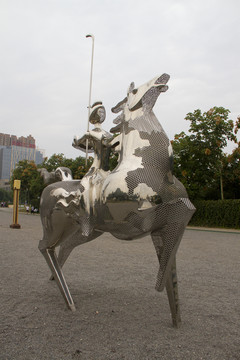 大唐女子马球队雕塑