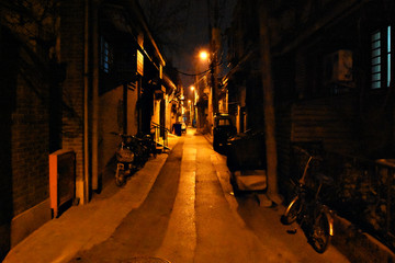 老北京胡同夜景