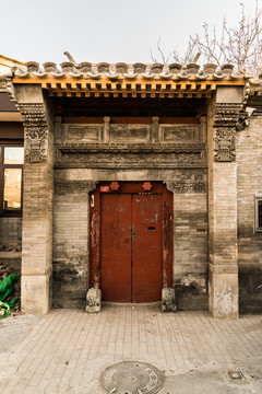 中式古建筑民居大门木门
