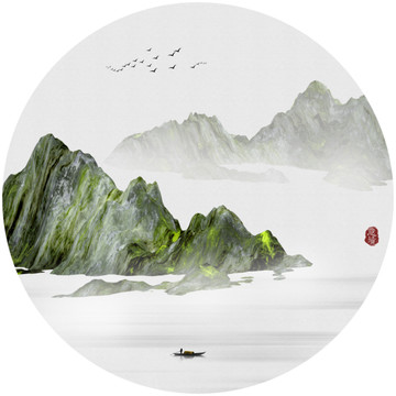 抽象意境山水画装饰画