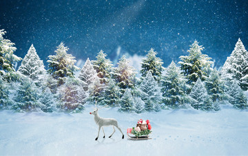 圣诞节夜景冬日背景图