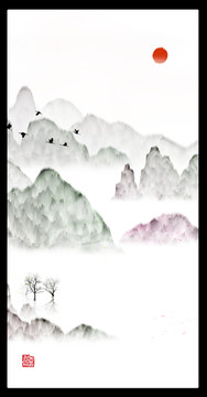 中国水彩水墨装饰画