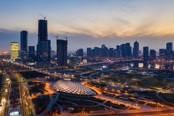 天津滨海新区于家堡夜景