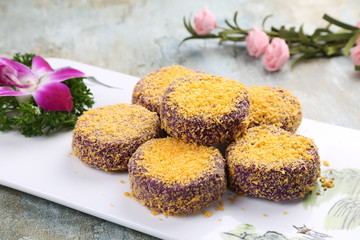 金沙紫薯饼