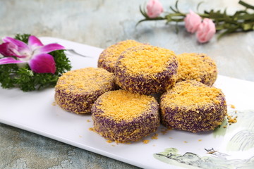 金沙紫薯饼