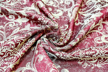 红色洒金刺绣绸缎质感窗帘布背景
