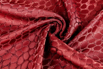 大红色椭圆花纹丝绸质地窗帘布