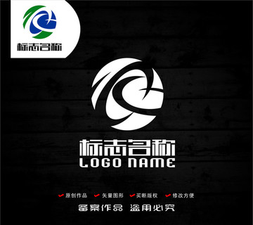 Q字母标志弧线科技logo