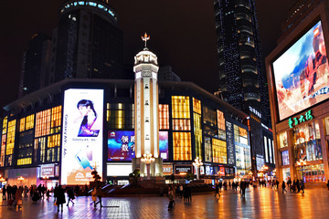 重庆解放街步行街夜景