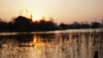 湖水落日夕阳