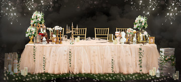 香槟色复古欧式婚礼签到桌背景