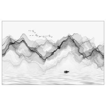 中国风抽象水墨山水画