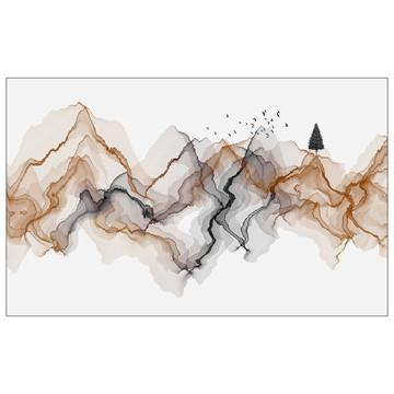 抽象水墨山水画