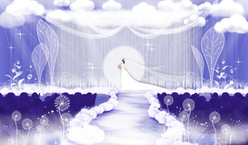 韩式白色云朵婚礼舞台设计