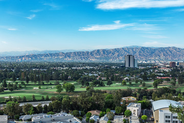 美国洛杉矶好莱坞鸟瞰城市景色