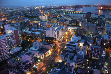 鸟瞰大阪夜景