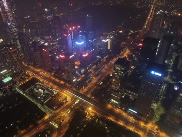 航拍深圳市民中心夜景