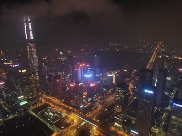 航拍深圳市民中心夜景