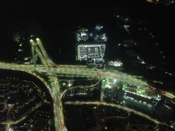 航拍深圳公路夜景