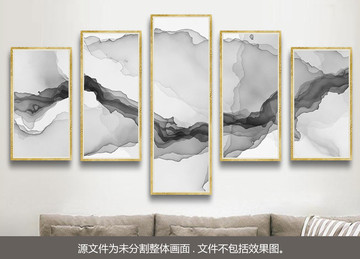 新中式客厅沙发水墨画水墨挂画