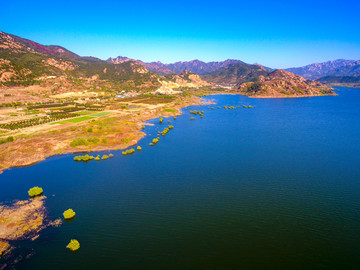 航拍青岛崂山水库