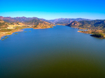 航拍青岛崂山水库