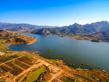 航拍青岛崂山水库