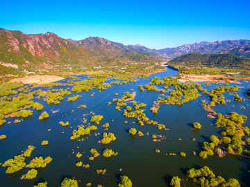 航拍青岛崂山水库