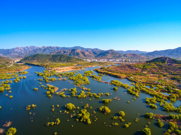 航拍青岛崂山水库