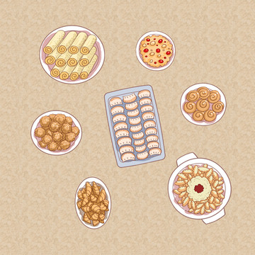 手绘美食插画
