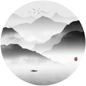 抽象意境水墨山水画
