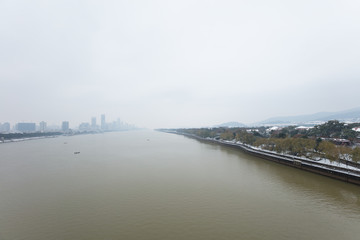 雪景湘江橘子洲