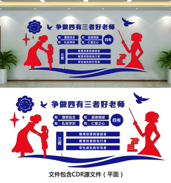争做校园四有三者好老师文化墙