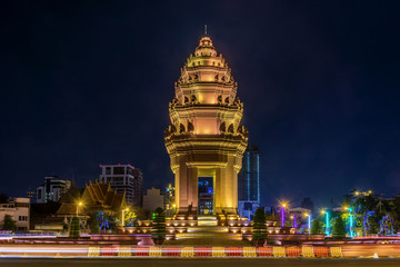 柬埔寨金边独立广场夜景