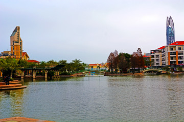 深圳大梅沙奥特莱斯湖畔风景